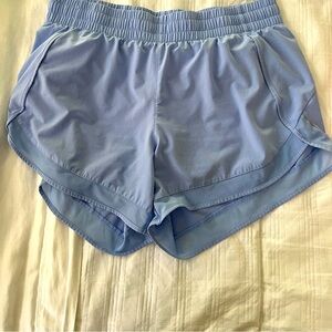 Athleta mesh racer running shorts, powder blue, size medium
